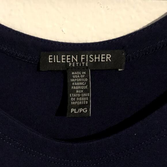 Eileen Fisher Viscose Jersey Round Neck Short Sleeve Dress Blue Petite Large PL - Picture 3 of 6